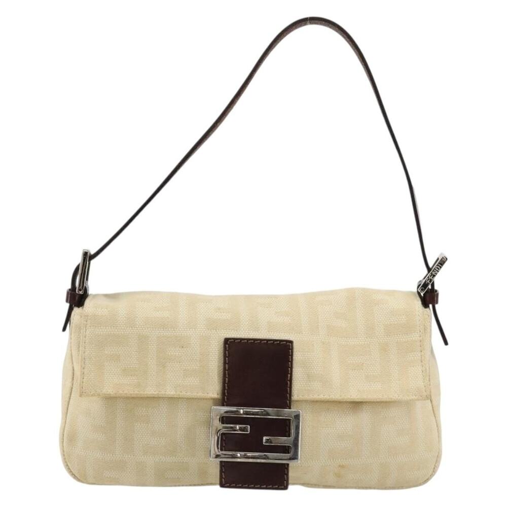 Fendi Zucca Mamma Baguette Shoulder Bag Beige